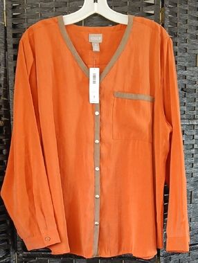 NWT Chico's Ambercup Snap-Front Lightweight Shirt Suede Trim Womens SZ 3